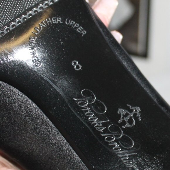 Mint $298 Brooks Brothers Black Leather Heeled Penny Loafers - Picture 6 of 6